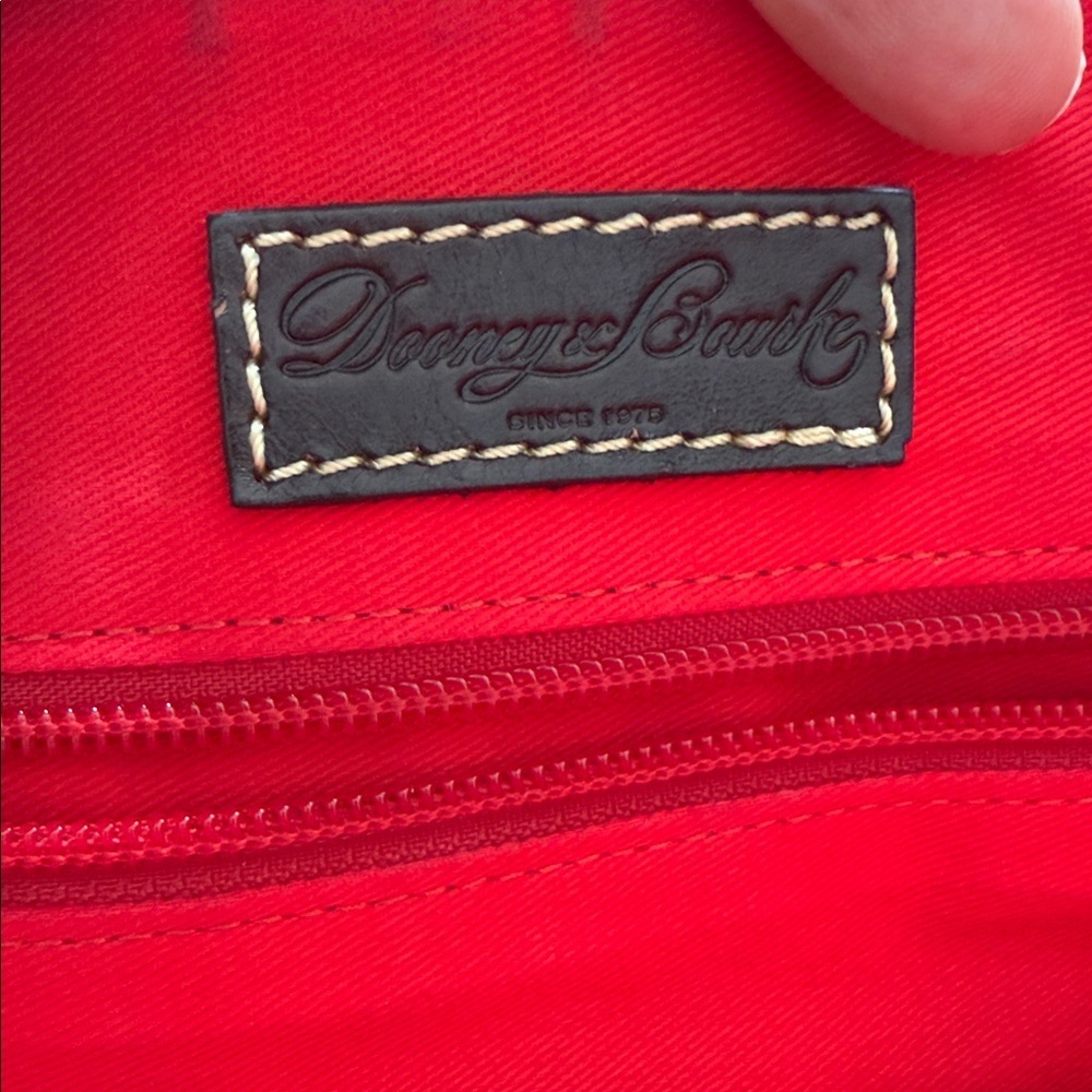 Dooney & Bourke Brown Suede Leather Dome Satchel Crossbody Bag Red Lining - Picture 7 of 12